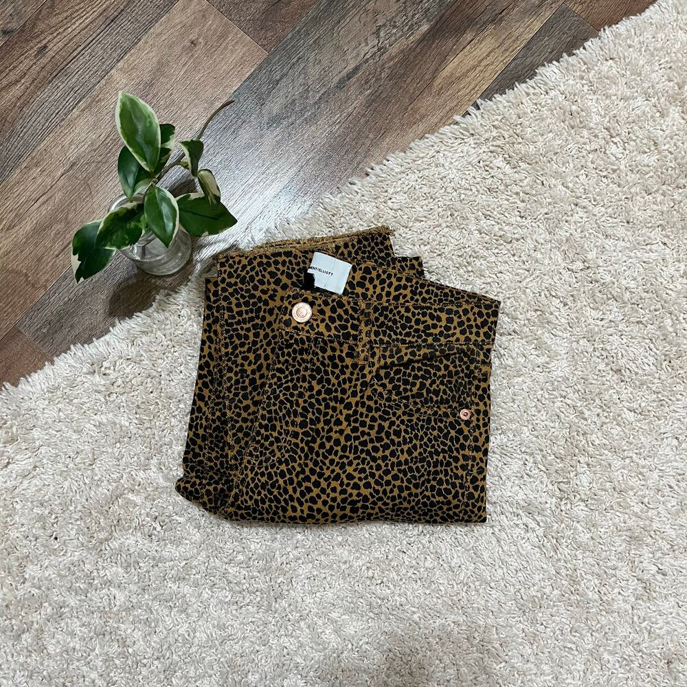 Current/Elliot 26 Leopard Print Raw Hem High-Rise Stiletto Cropped Skinny Jeans